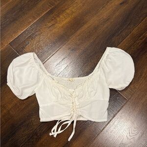 PacSun Cream Puff Sleeve Crop Top